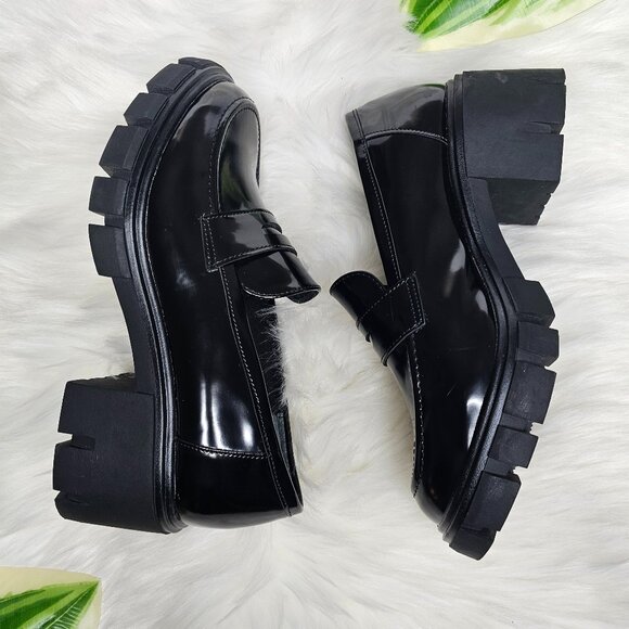 Sincerely Jules Dylan Penny Loafers Black Patent Chunky Platform Shoes Size 7 - Picture 1 of 12